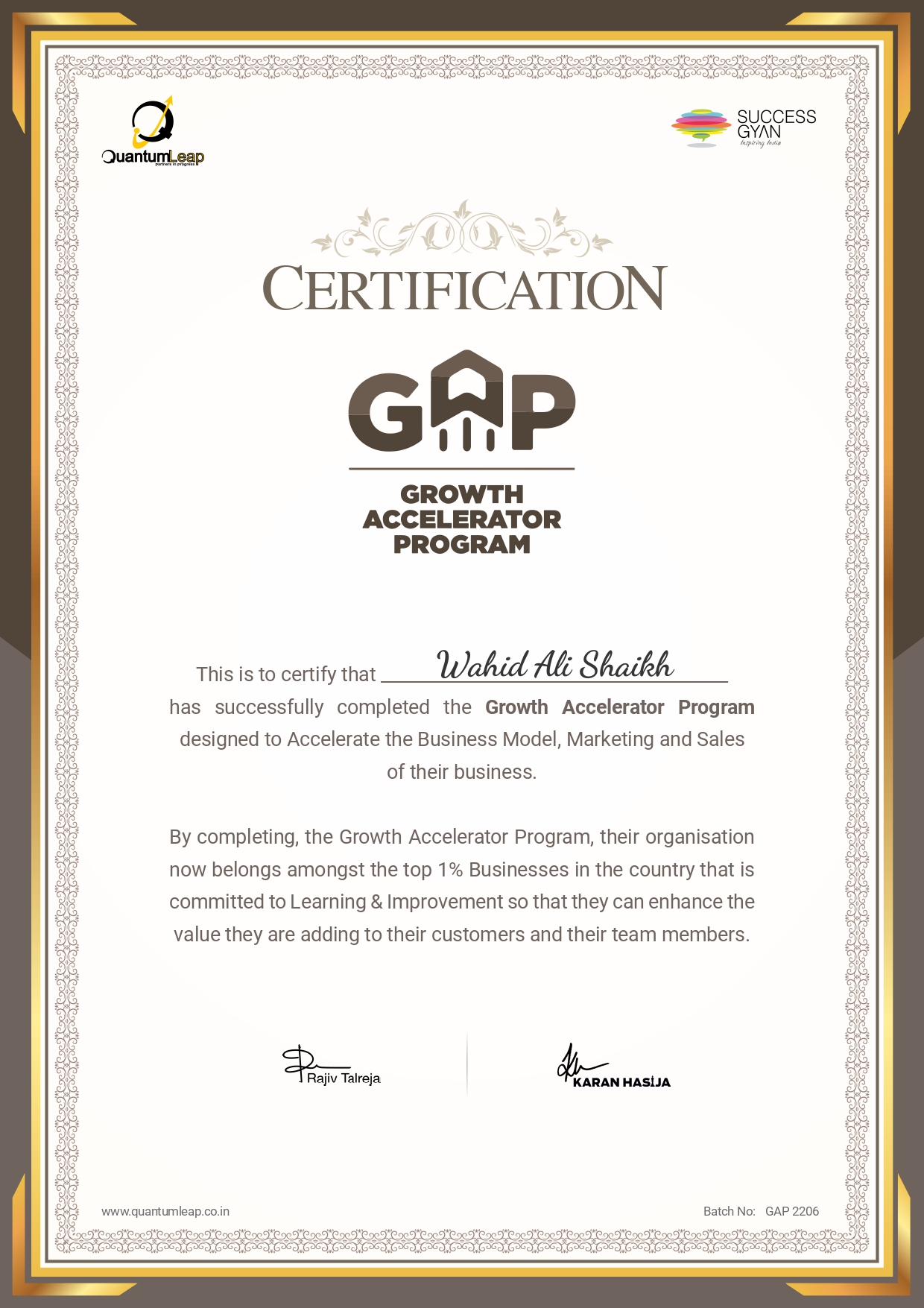 GAP Professional Certification